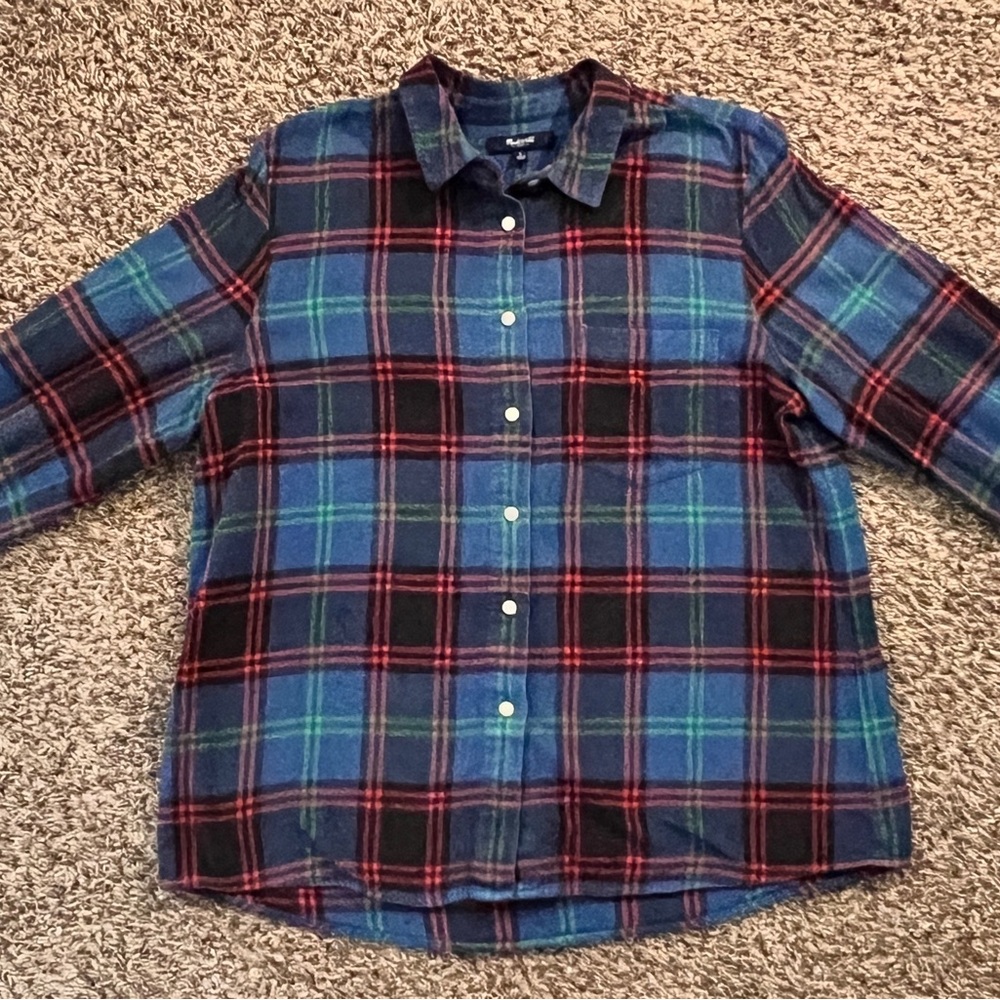 Madewell 
Women’s 
Large 
Red, Blue, Green Plaid 
Flannel 
Long sleeve shirt - Picture 5 of 9
